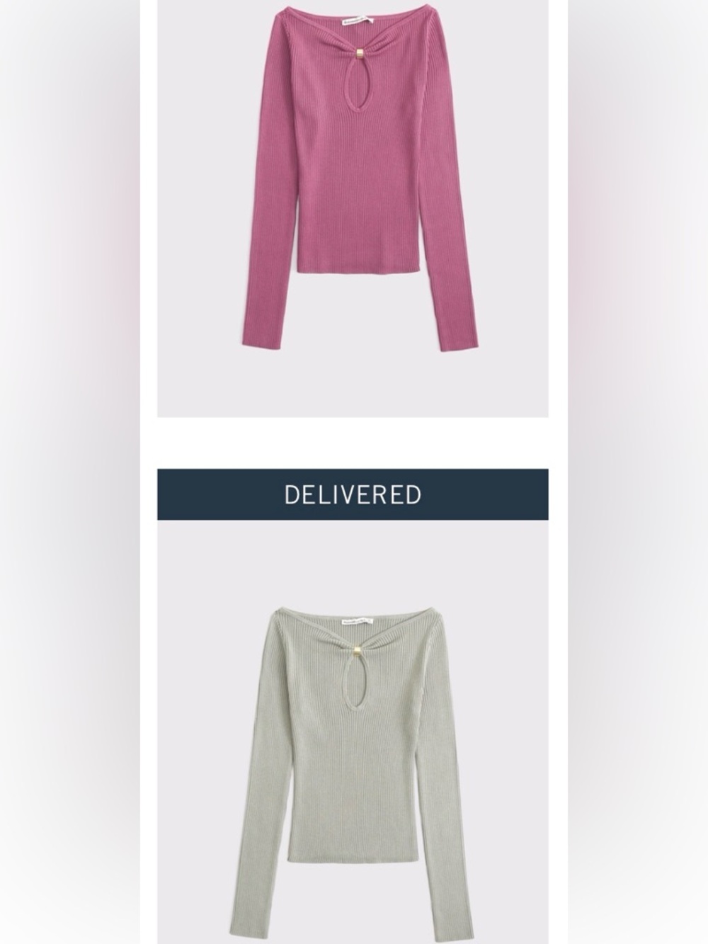Abercrombie & Fitch Ribbed Keyhole Sweaters - Olive Green & Raspberry - Picture 8 of 8